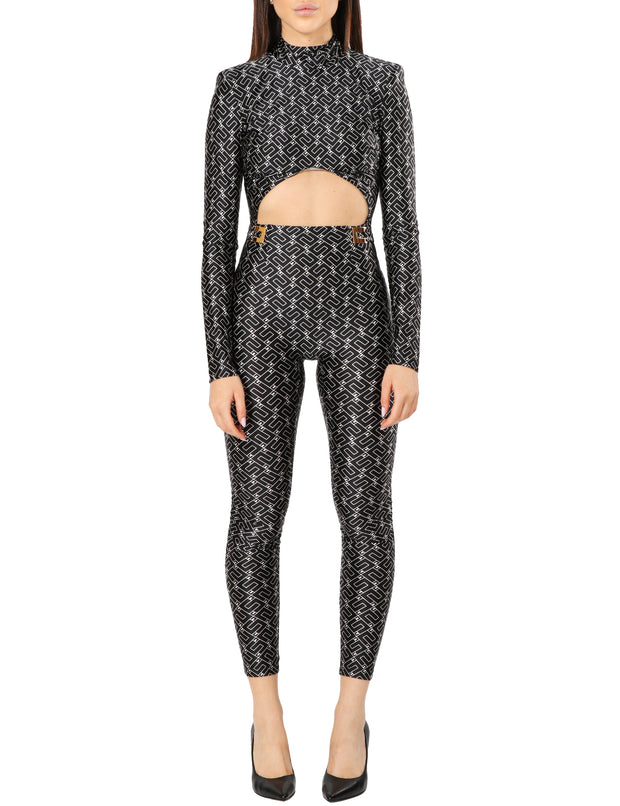 Tuta in lycra con stampa logo