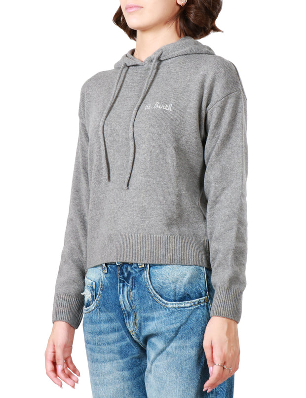 Felpa meg crop- 15m grey melange