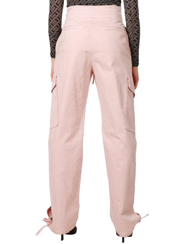 Pantaloni cargo in raso stretch