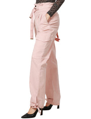 Pantaloni cargo in raso stretch