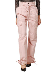 Pantaloni cargo in raso stretch
