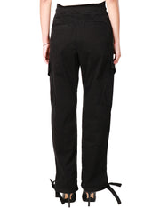 Pantaloni cargo in raso stretch