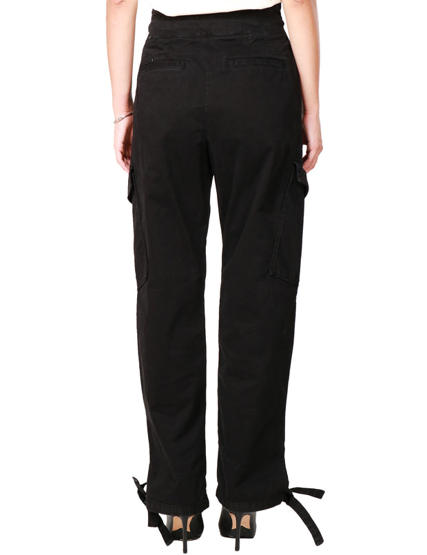 Pantaloni cargo in raso stretch