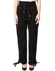 Pantaloni cargo in raso stretch