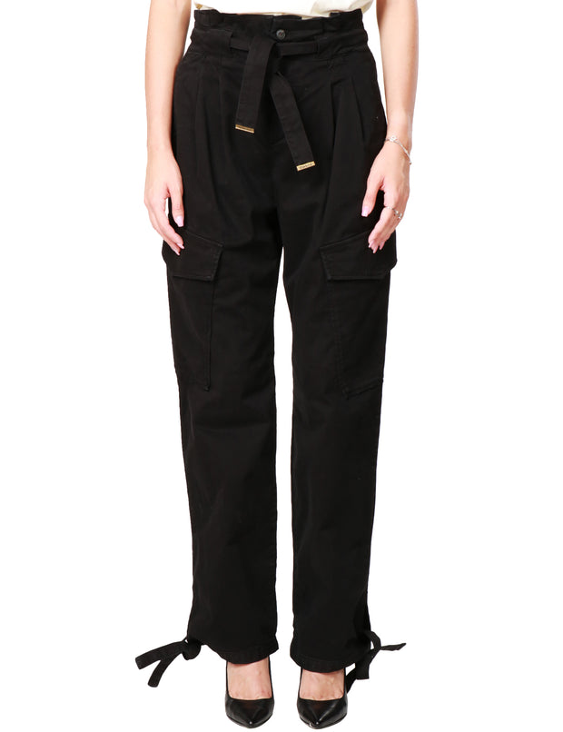 Pantaloni cargo in raso stretch