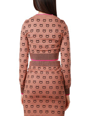 Maglione corto Jacquard logo