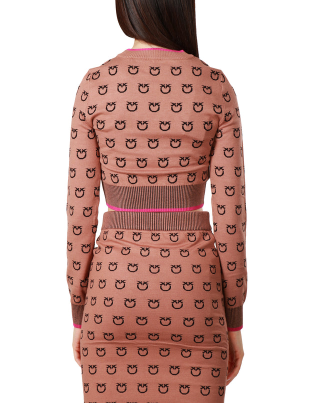 Maglione corto Jacquard logo