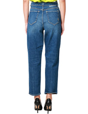 Jeans mom fit denim vintage con fusciacca