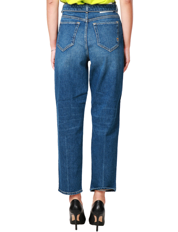 Jeans mom fit denim vintage con fusciacca