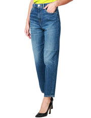 Jeans mom fit denim vintage con fusciacca