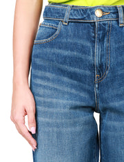 Jeans mom fit denim vintage con fusciacca