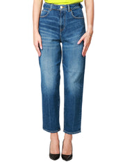 Jeans mom fit denim vintage con fusciacca