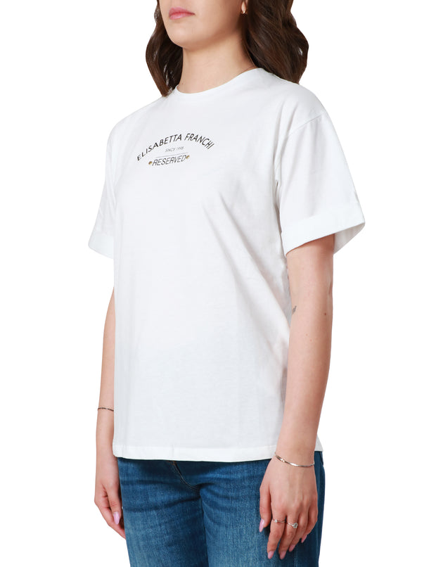 T-shirt in jersey con stampa logo