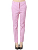 Pantalone donna pinko rosa modello cigarette-fit in lino stretch
