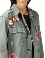 Giubbotto candies paintedvintage jacket Donna Mod. F558 Green